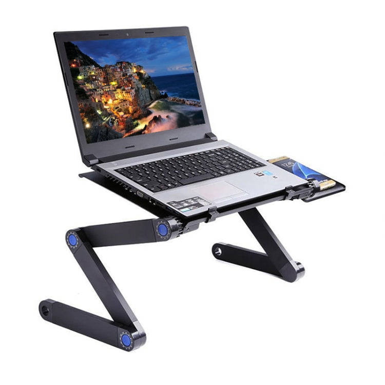 Portable 360 Degree Adjustable Foldable Aluminium Alloy Desk Stand with Double CPU Fans & Mouse Pad for Laptop / Notebook, with Mouse Pad & 2 Cooling Fan