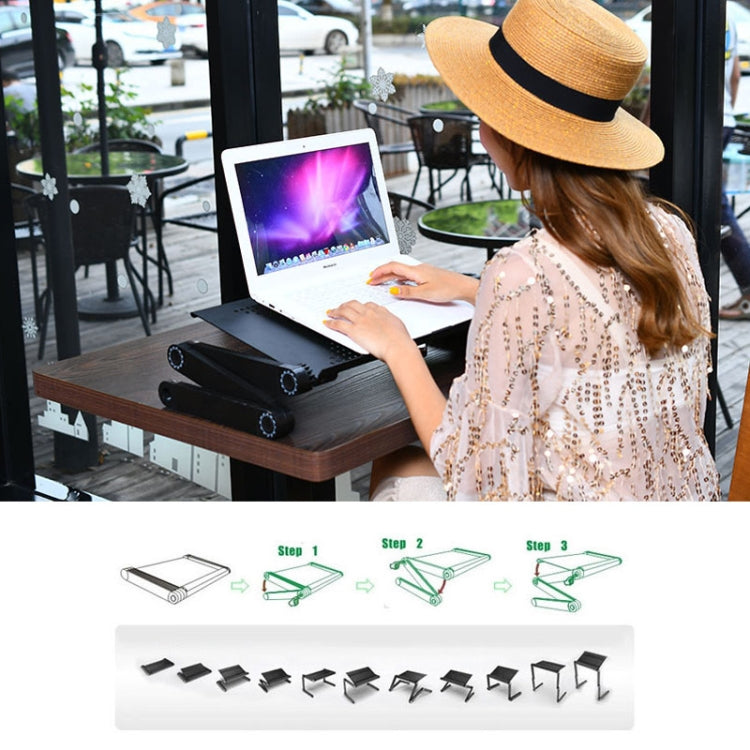 Portable 360 Degree Adjustable Foldable Aluminium Alloy Desk Stand with Double CPU Fans & Mouse Pad for Laptop / Notebook, with Mouse Pad & 2 Cooling Fan