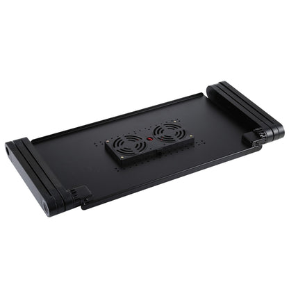Portable 360 Degree Adjustable Foldable Aluminium Alloy Desk Stand with Double CPU Fans & Mouse Pad for Laptop / Notebook, Desk Size: 480mm x 260mm, 480 x 260mm
