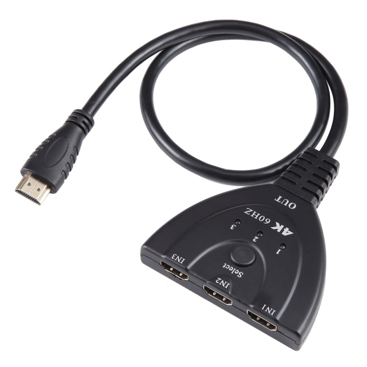 3 x 1 4K 60Hz HDMI Switcher with Pigtail HDMI Cable, YUV4:4:4 HDR
