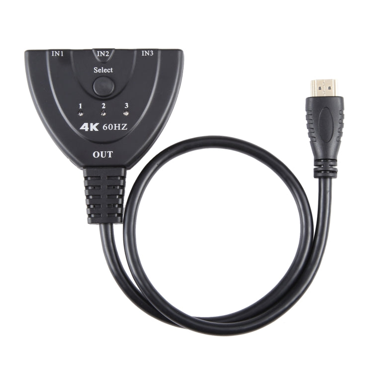 3 x 1 4K 60Hz HDMI Switcher with Pigtail HDMI Cable, YUV4:4:4 HDR