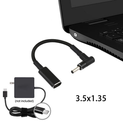 PD 100W 18.5-20V 3.5 x 1.35mm Elbow to USB-C / Type-C Adapter Nylon Braid Cable, 3.5 x 1.35mm