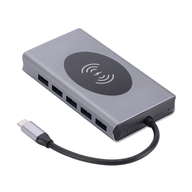 1093 13 in 1 USB HUB Type-C Docking Station with Wireless Charger Function, 1093
