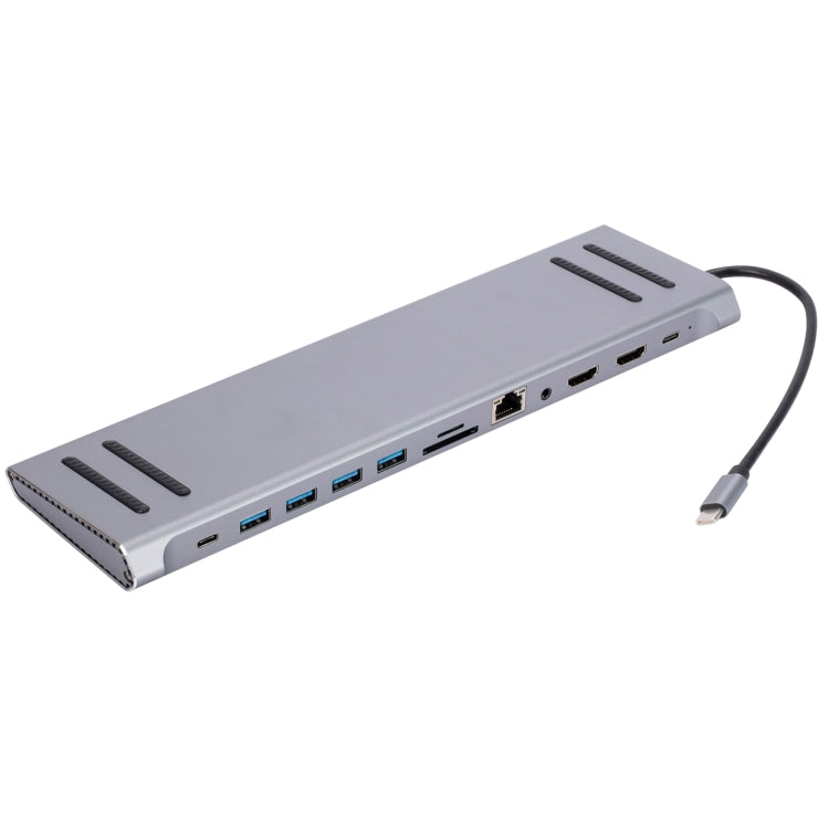 12 in 1 Type-C to Dual HDMI Docking Station, 12 in 1