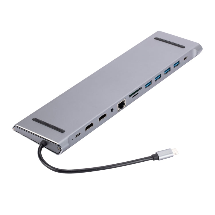 12 in 1 Type-C to Dual HDMI Docking Station, 12 in 1