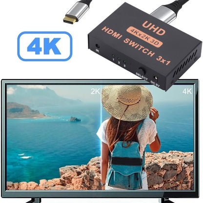 HDMI Switch 3 into 1 out 4Kx2K HD Video Switch, with Remote Control, 3 into 1 out, with Remote Control