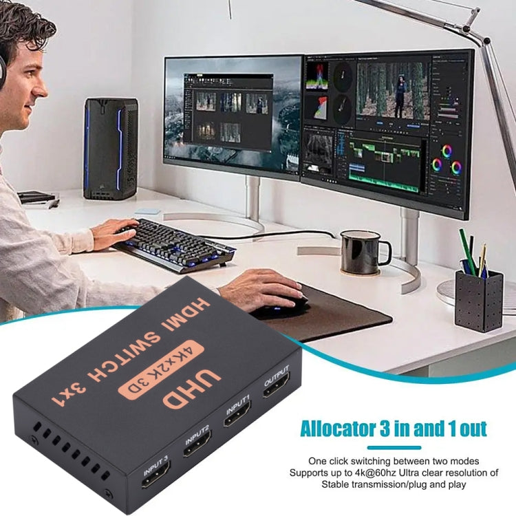 HDMI Switch 3 into 1 out 4Kx2K HD Video Switch, with Remote Control, 3 into 1 out, with Remote Control