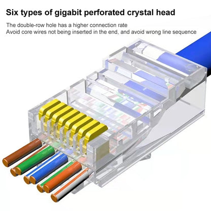 10pcs Cat6e Unshielded Pass Through RJ45 Connector Modular Plug, Cat6e Unshielded Pass