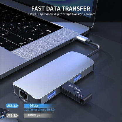 BYL-2209 6 in 1 USB-C / Type-C to USB Multifunctional Docking Station HUB Adapter, BYL-2209