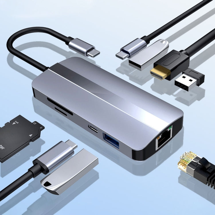 BYL-2206 9 in 1 USB-C / Type-C to USB Multifunctional Docking Station HUB Adapter, BYL-2206