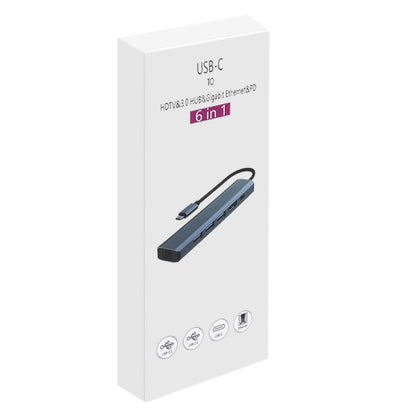 BYL-2210 6 in 1 USB-C / Type-C to USB Multifunctional Docking Station HUB Adapter with 1000M Network Port, BYL-2210