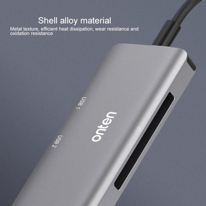 Onten 91882 5 In 1 USB3.0 x3 + SD + TF + CF Type-C / USB-C OTG Multi-function Card Reader