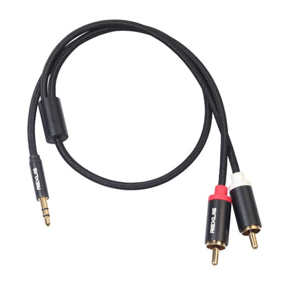 REXLIS 3635 3.5mm Male to Dual RCA Gold-plated Plug Black Cotton Braided Audio Cable for RCA Input Interface Active Speaker, Length: 0.5m, Length: 0.5m