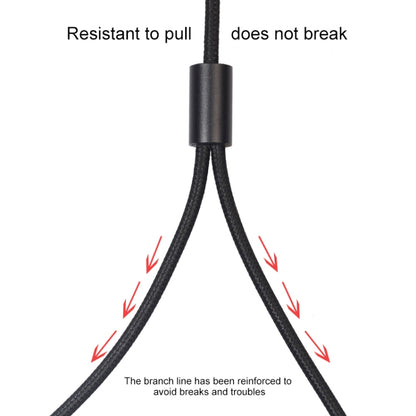 REXLIS 3635 3.5mm Male to Dual RCA Gold-plated Plug Black Cotton Braided Audio Cable for RCA Input Interface Active Speaker, Length: 0.5m, Length: 0.5m