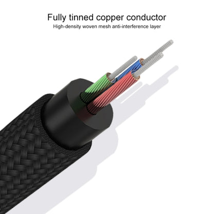 REXLIS 3635 3.5mm Male to Dual RCA Gold-plated Plug Black Cotton Braided Audio Cable for RCA Input Interface Active Speaker, Length: 5m, Length: 5m
