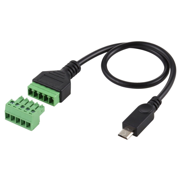 Micro USB Male to 5 Pin Pluggable Terminals Solder-free USB Connector Solderless Connection Adapter Cable, Length: 30cm, Micro USB Male