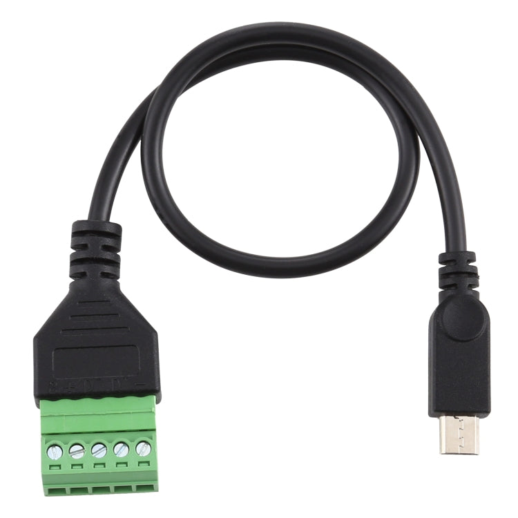Micro USB Male to 5 Pin Pluggable Terminals Solder-free USB Connector Solderless Connection Adapter Cable, Length: 30cm, Micro USB Male