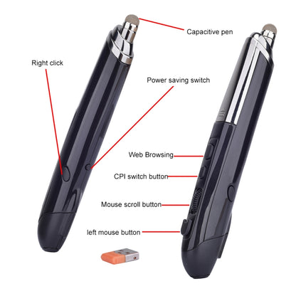 PR-08 6-keys Smart Wireless Optical Mouse with Stylus Pen & Laser Function, Laser Function Black, Laser Function Grey, Laser Function Blue, Laser Function Red, Laser Function White