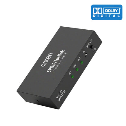 Onten 37507 Digital Optical Audio 3 In 1 Out Switcher Speaker Connector, 37507