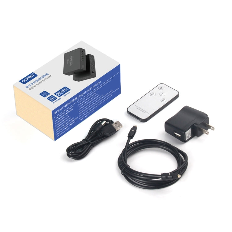 Onten 37507 Digital Optical Audio 3 In 1 Out Switcher Speaker Connector, 37507