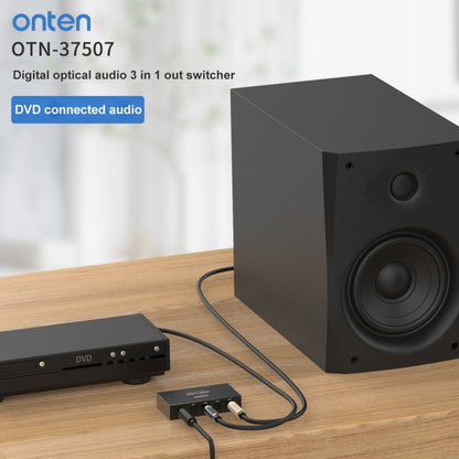 Onten 37507 Digital Optical Audio 3 In 1 Out Switcher Speaker Connector, 37507