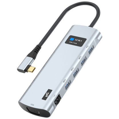 V261A 12 in 1 Elbow USB-C/Type-C to USB Digital Display Docking Station HUB Adapter, V261A