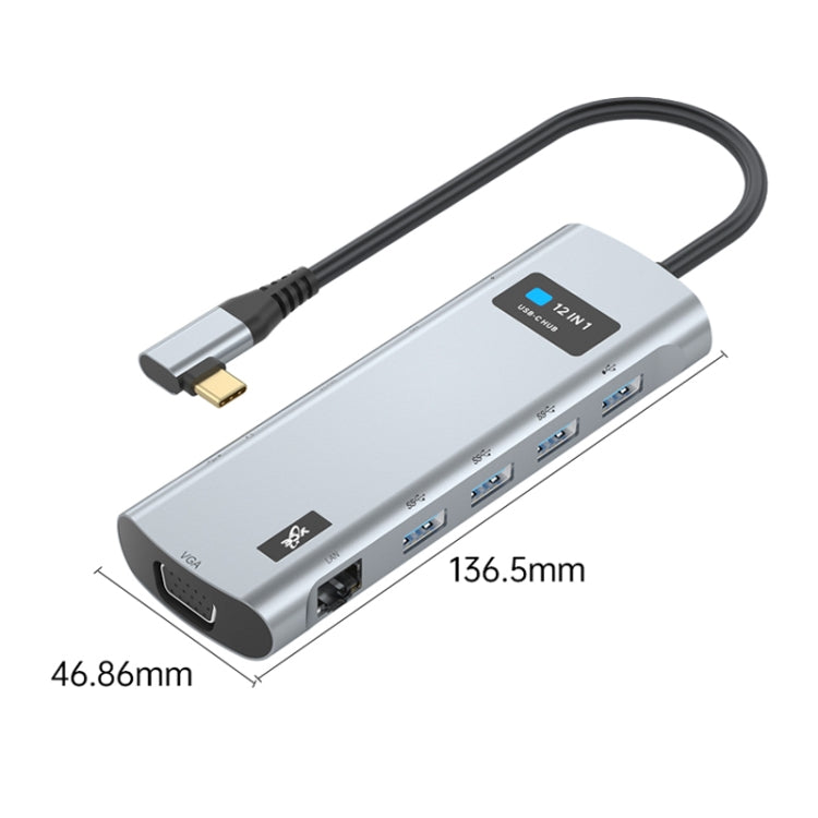 V261A 12 in 1 Elbow USB-C/Type-C to USB Digital Display Docking Station HUB Adapter, V261A