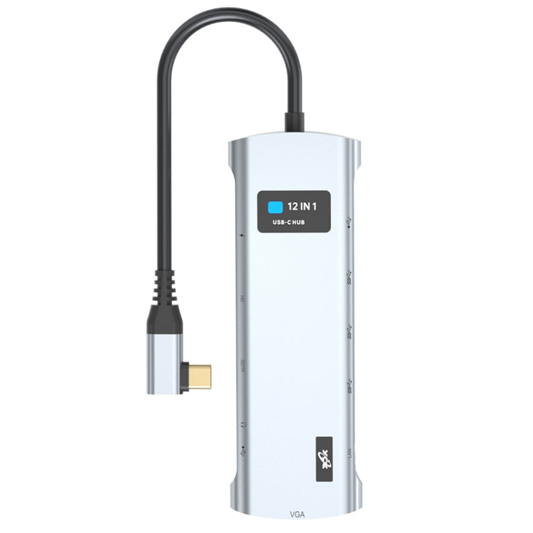 V261A 12 in 1 Elbow USB-C/Type-C to USB Digital Display Docking Station HUB Adapter, V261A