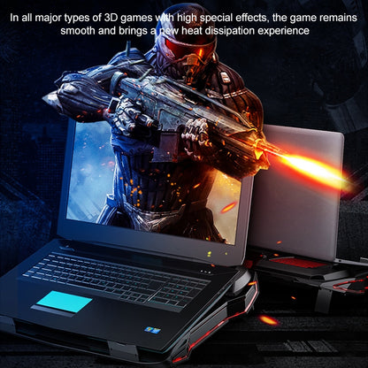SSRQ-021S Rainbow Version Flank Glowing Dual-fan Laptop Radiator Two-speed Adjustable Computer Base for Laptops Under 18 inch, Rainbow Version