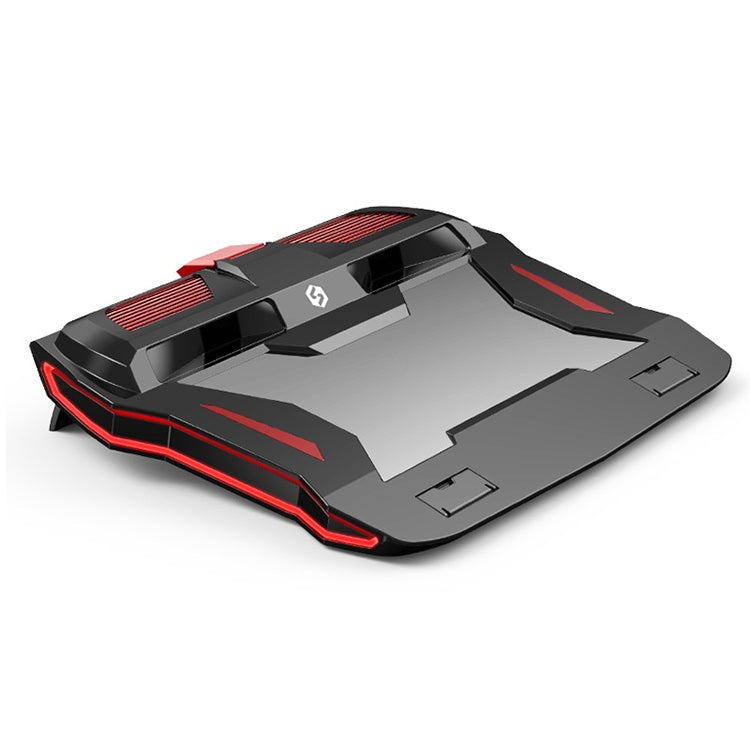 SSRQ-021S Red Light Version Flank Glowing Dual-fan Laptop Radiator Two-speed Adjustable Computer Base for Laptops Under 18 inch, Red Light Version