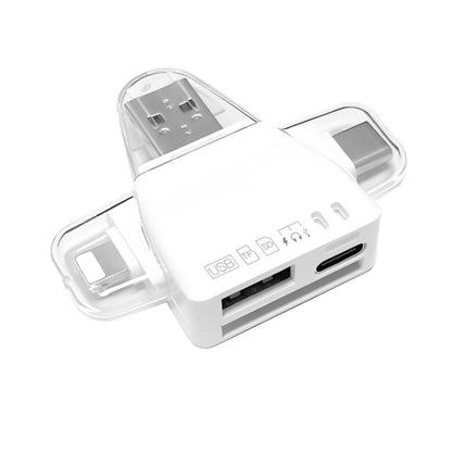 7 in 1 Card Reader USB + Type-C + 8 Pin + TF Card + SD Card + Earphone Adapter