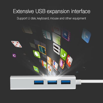 Aluminum Shell 3 USB3.0 Ports HUB + USB3.0 10 / 100Mbps Ethernet Adapter, USB 3.0 100Mbps
