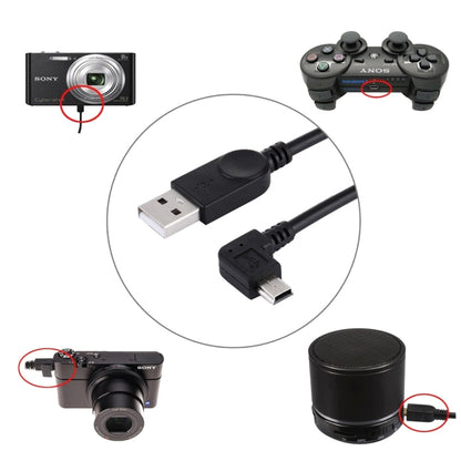 90 Degree Angle Left Mini USB to USB Data / Charging Cable, Length: 28cm, Left Angle Mini USB
