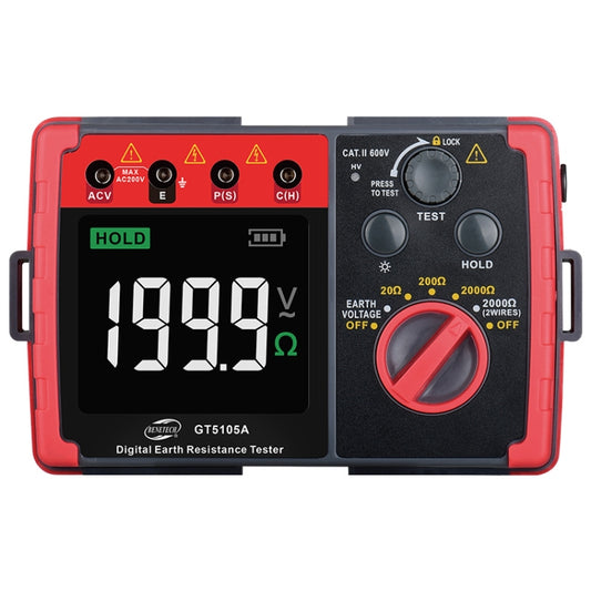 BENETECH GT5105A Professional LCD Digital Resistance Tester Meter Megger Earth Ground Resistance Voltage Tester, GT5105A Earth Ground Resistance Voltage Tester
