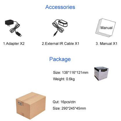 Measy FHD686-2 Full HD 1080P 3D 2.4GHz / 5.8GHz Wireless HD Multimedia Interface Extender 1 Transmitter + 2 Receiver, Transmission Distance: 200m, FHD686-2 (US Plug), FHD686-2 (AU Plug), FHD686-2 (EU Plug), FHD686-2 (UK Plug)