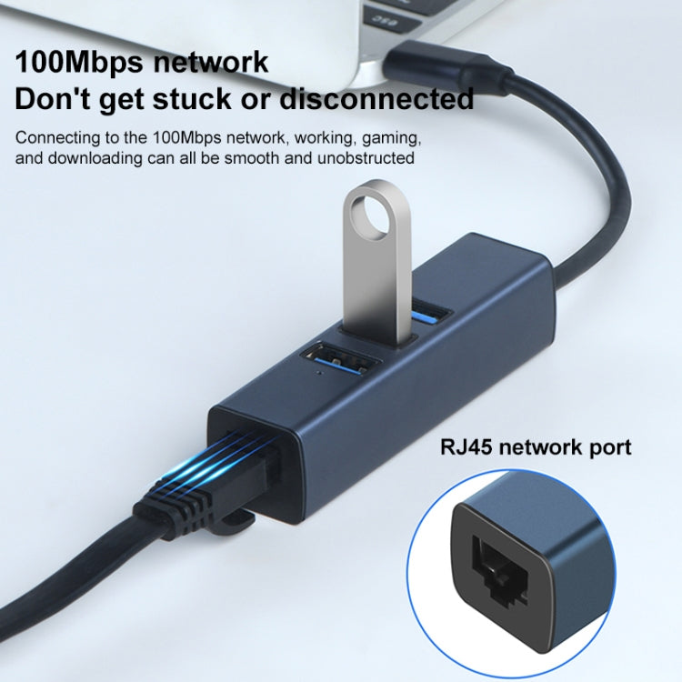 RDS 6307 USB to USB3.0 + Dual USB2.0 + RJ45 4 in 1 HUB Adapter, 6307