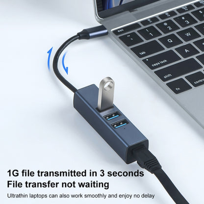 RDS 6307-3 USB-C / Type-C to USB3.0 + Dual USB2.0 + RJ45 4 in 1 HUB Adapter, 6307-3