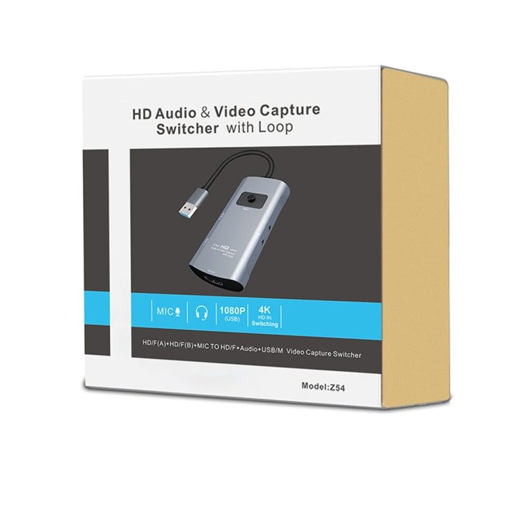 Z54 HDMI Output + 2 x HDMI Input + Mic + Audio to USB 3.0 Audio Video Capture Switcher with Loop, Z54