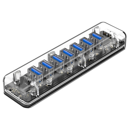 ORICO F7U 7 x USB 3.0 Ports 5Gbps Fast Transmission Desktop HUB with Blue LED Indicator Light, 7 Ports