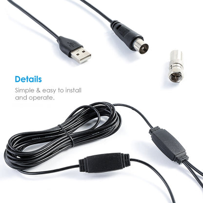 DVB-T CMMB DTMB Antenna Amplifier Car TV Digital Antenna, USB 22dBi