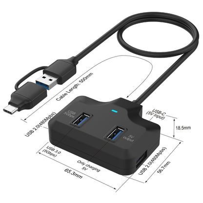Onten OTN-UCA2310 4 in 2 USB-C / Type-C + USB3.0 4-Ports HUB Docking Station, OTN-UCA2310