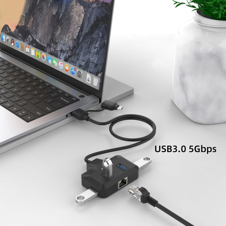 Onten OTN-UCA2310 4 in 2 USB-C / Type-C + USB3.0 4-Ports HUB Docking Station, OTN-UCA2310