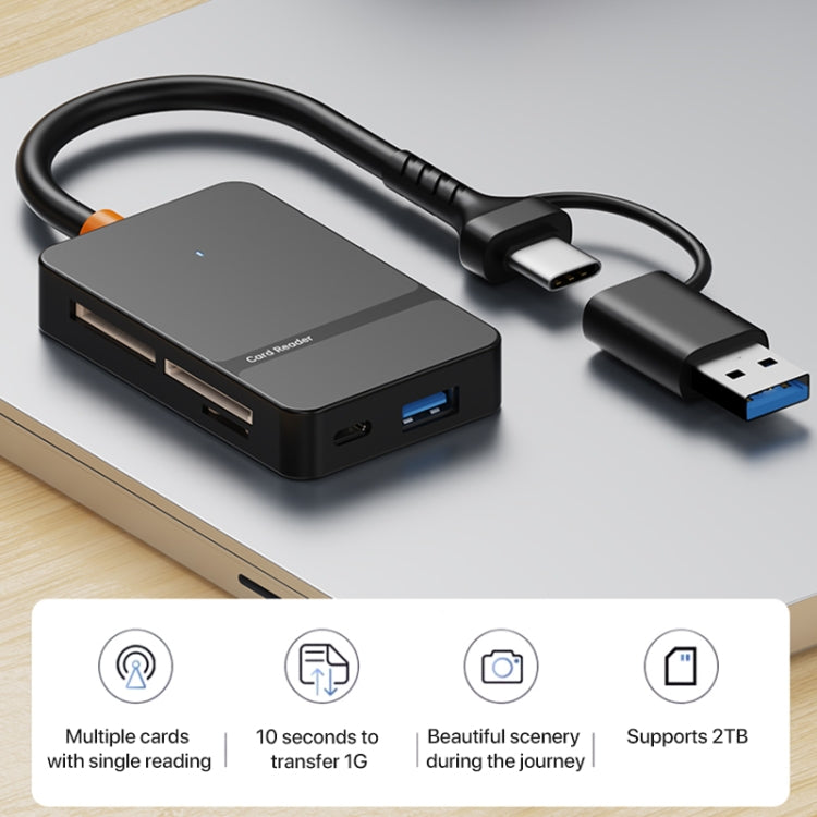 ADS-316 8 in 1 Type-C+USB Multi-function Card Reader, ADS-316