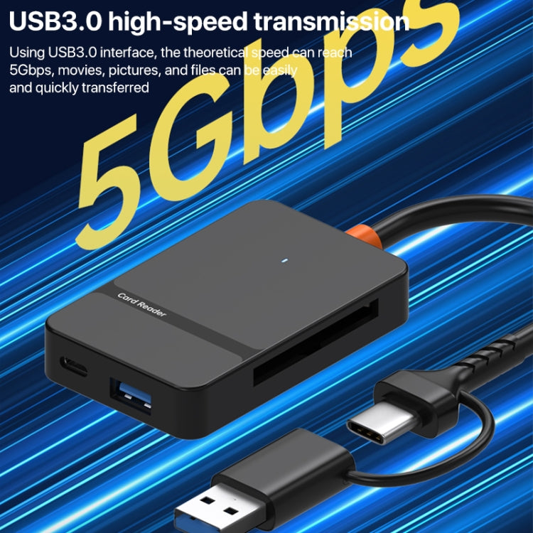 ADS-316 8 in 1 Type-C+USB Multi-function Card Reader, ADS-316