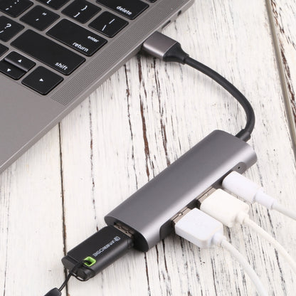 U-811 4 in 1 USB 3.0 to 3 USB 3.0 + USB-C / Type-C Ports HUB Docking Station, U-811