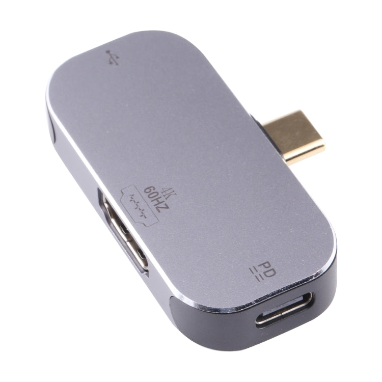 3 in 1 USB-C / Type-C Male to USB-C / Type-C Charging + USB + 4K 60Hz HDMI Female Adapter, USB-C / Type-C + USB + HDMI