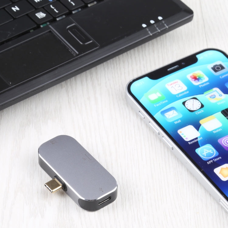 3 in 1 USB-C / Type-C Male to Dual USB-C / Type-C + DP Female Adapter, Dual USB-C / Type-C + DP