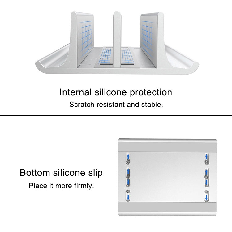Universal Portable Aluminum Alloy Double Slot Width Adjustable Laptop Vertical Storage Stand Base, Double Slot Black