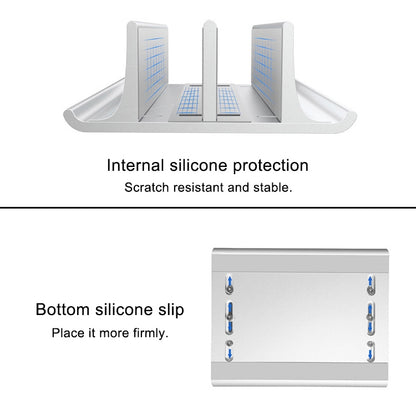 Universal Portable Aluminum Alloy Double Slot Width Adjustable Laptop Vertical Storage Stand Base, Double Slot Black