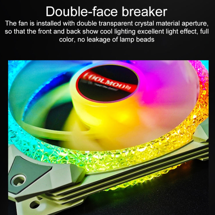COOLMOON AS2 PWM Controlled Cooling Fan 12CM Dual-aperture Computer Water Cooling ARGB Chassis Fan, CM-AS2